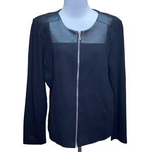 Christopher & Banks Black Faux Leather Zip Up NWT